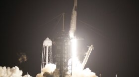 A SpaceX Falcon9 rocket, with the Crew Dragon capsule, lifts off from the Kennedy Space Center Sunday Nov. 15, 2020, in Cape Canaveral, Fla. Four astronauts are beginning a mission to the International Space Station.