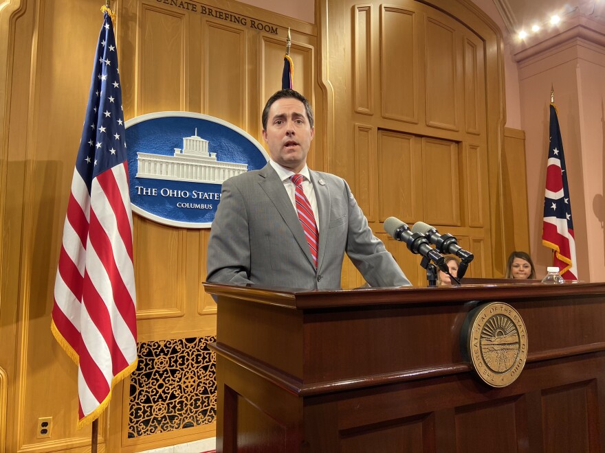 Secretary of State Frank LaRose speaks at an event outlining election security efforts his office has ordered.