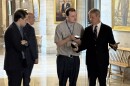 Student Brandon Denley, interviewing Tennessee Governor Bill Lee outside his office at the Tennessee State Capitol.