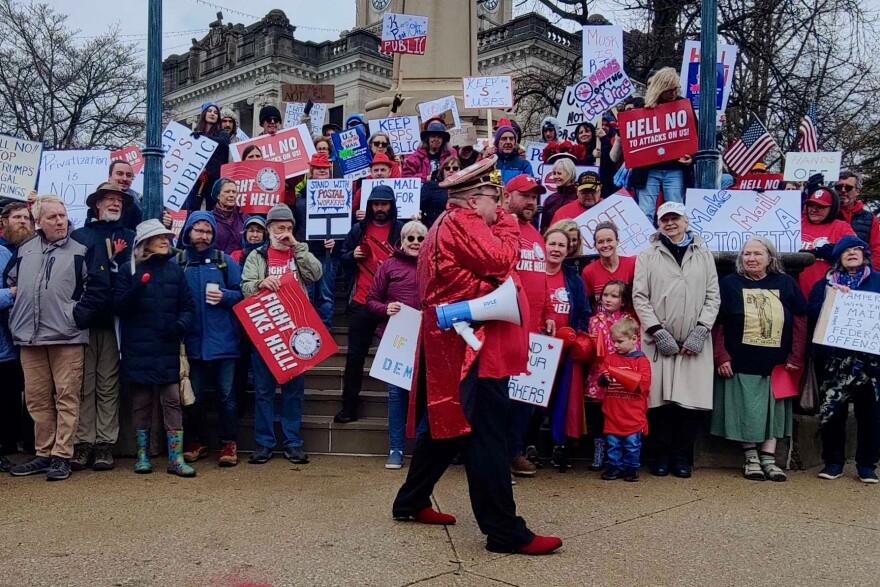 The Bloomington rally was one of dozens across the U.S. over the weekend in support of the USPS.