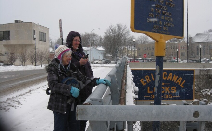 Druscilla Lis (left) & Laura McCumber (right) Geocaching