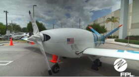 Flower Power &amp; Light's fixed-wing drone FPLAir One at the company's command center in Riviera Beach during a May 12 annual storm drill (via: Florida Power &amp; Light)