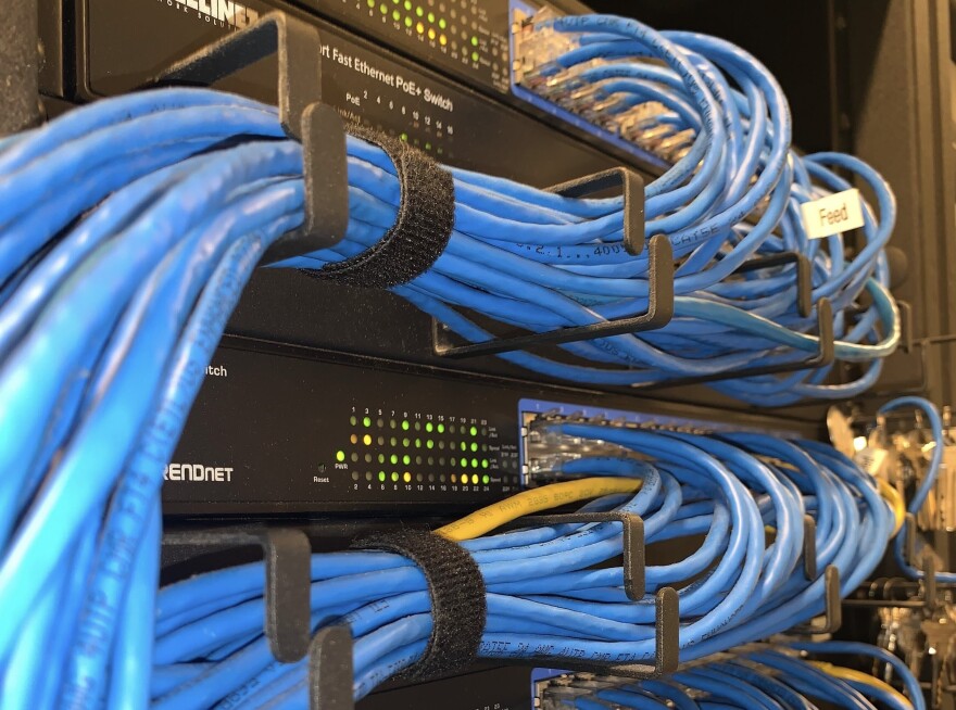 Ethernet cables at KOSU office