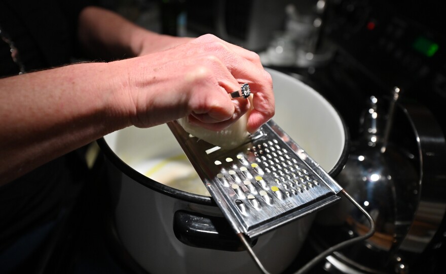 Laura Grzywacz makes soup for Russian Christmas Eve.