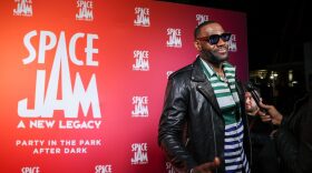LeBron James attends the Space Jam: A New Legacy Party in The Park After Dark at Six Flags Magic Mountain in Valencia, California.