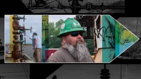 Druis Trahan, the well site supervisor for the project to cap an “orphaned” well in Greenwood, Louisiana. (Chris Bentley/Here & Now)