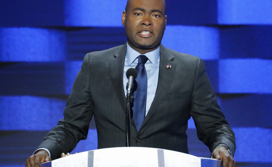 South Carolina Democratic Party Chair Jaime Harrison speaks during the final day of the Democratic National Convention in Philadelphia on July 28, 2016.