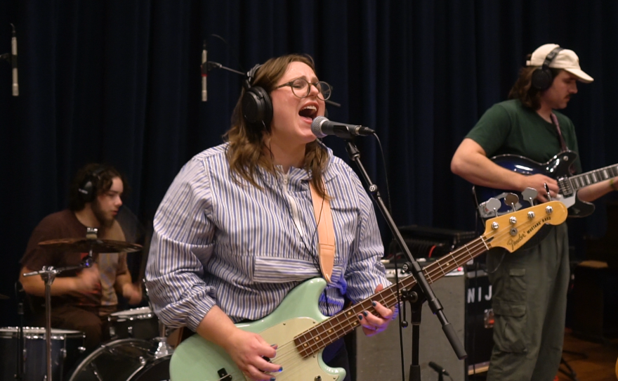 Super Brick performing live in WNIJ's Studio A