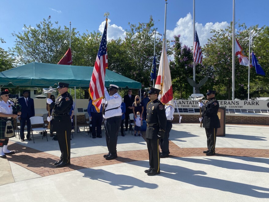 The Planation Fire Department presents the colors at a Memorial Day service.