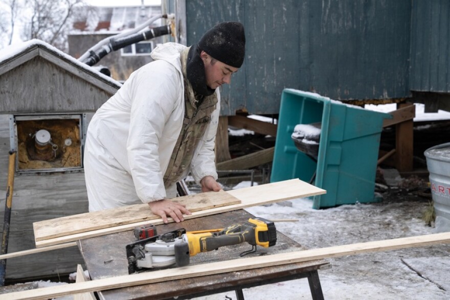 Alaska Organized Militia personnel assigned to Task Force Bethel conduct post-storm recovery efforts for Operation Halong Response in Napakiak, Alaska on Nov. 20, 2025.
