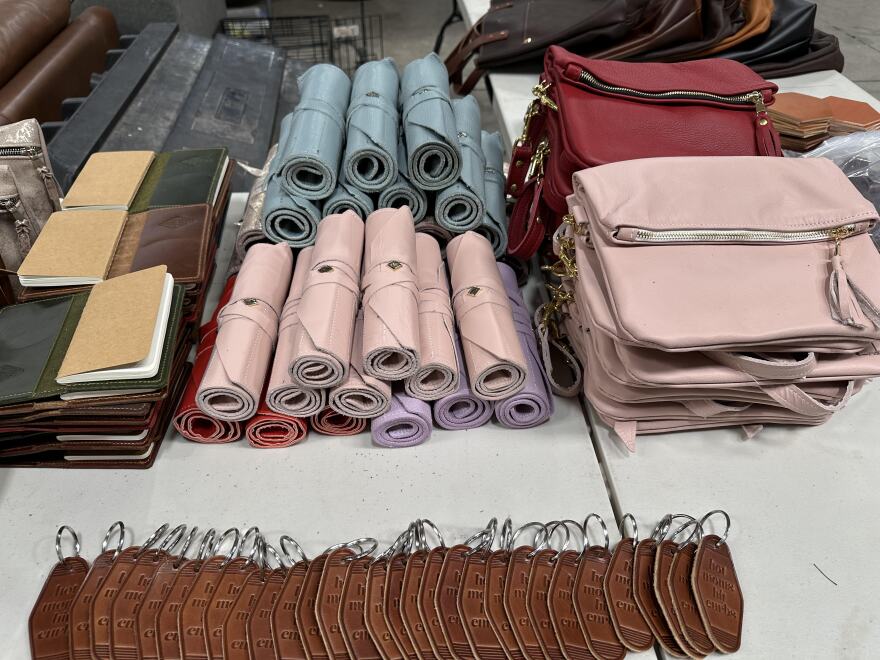 Leather products.