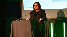 Housing Partnership Network CEO Robin Hughes speaks about affordable housing Tuesday