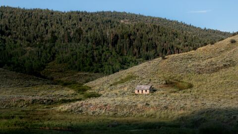A cabin is seen on the 910 Cattle Ranch during the summer. The 8,600 acre property runs from Jeremy Ranch north into Morgan County and west to the Salt Lake County line.