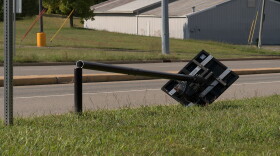 Two Flock Safety cameras were cut down and left on the ground with their solar panels and batteries. The cameras were missing.