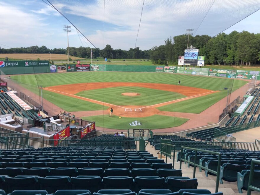 Empty stands at the Vermont Mountaineers stadium in Montpelier after the coronavirus canceled their season.