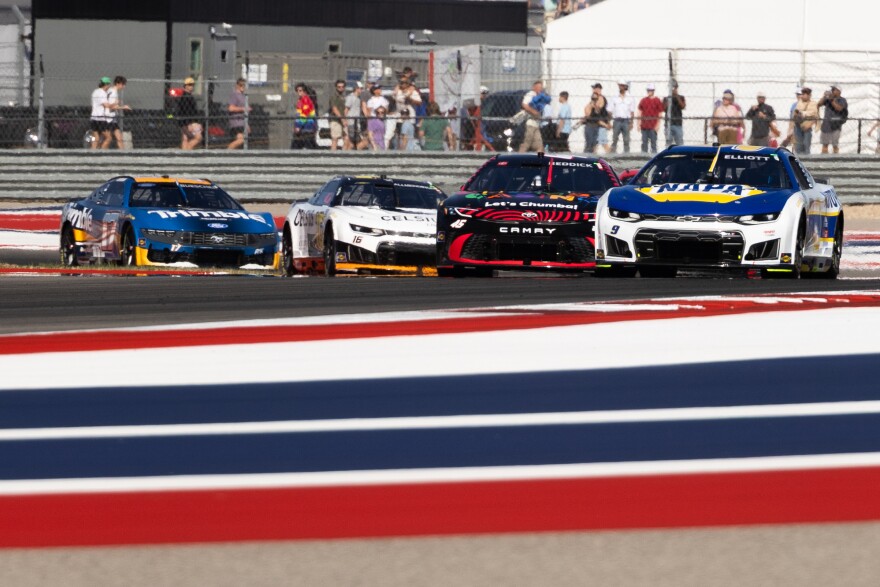 From left, Chris Buescher, AJ Allmendinger, Tyler Reddick and Chase Elliott race at Circuit of the Americas during the NASCAR Cup Series on Sunday.