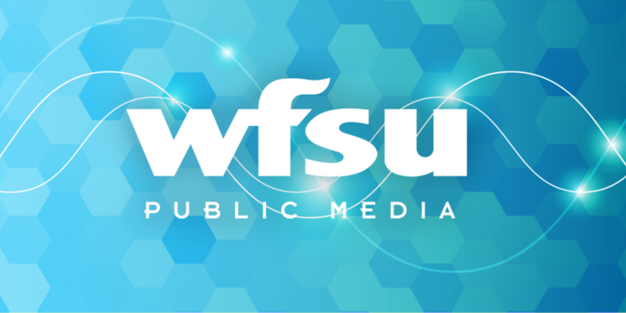 WFSU logo on blue background.