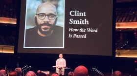 Clint Smith, recipient of the 2022 Dayton Literary Peace Prize for nonfiction, speaks at the awards ceremony at the Schuster Center.