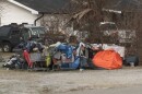 Stray items at a vacated homeless camp at Fairview Street and Patterson Drive.