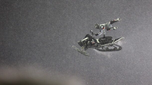 Canadian snowmobiler rookie Daniel Shaffer performs a seat grab trick at the X Games on Friday, Jan. 23, 2026, at Buttermilk Mountain. He finished seventh in the snowmobile freestyle competition.