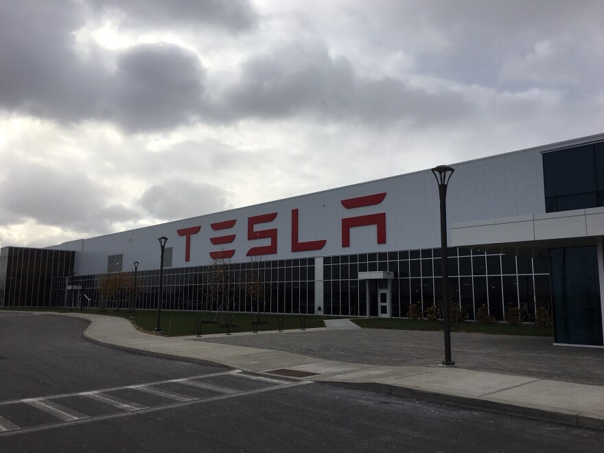 The exterior of the Tesla gigafactory in South Buffalo