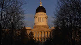 The Maine State House is seen at sunrise, March 16, 2023, in Augusta, Maine.