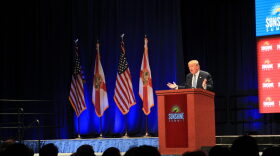 Front-runner Donald Trump said border patrol agents in Texas are told to stand down. “When I’m there they’re gonna be told just the opposite, believe me,” he said. Photo: Ariella Phillips/WUFT News
