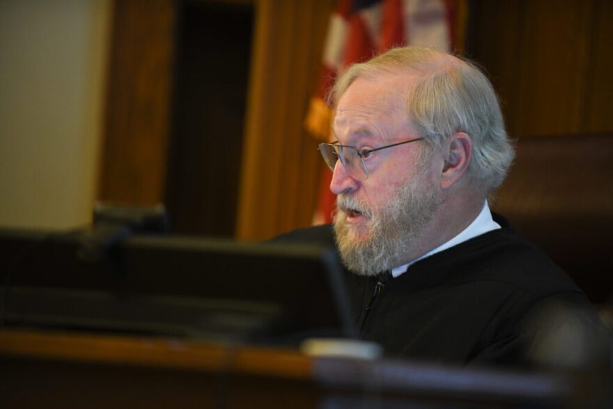 Judge Jon Beetem is shown at the bench during a hearing in his Cole County courtroom.