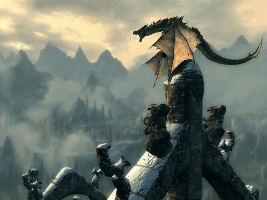 In the popular video game <em>The Elder Scrolls V: Skyrim</em>, the player fights ancient dragons and can learn their secrets in order to harness their powers.