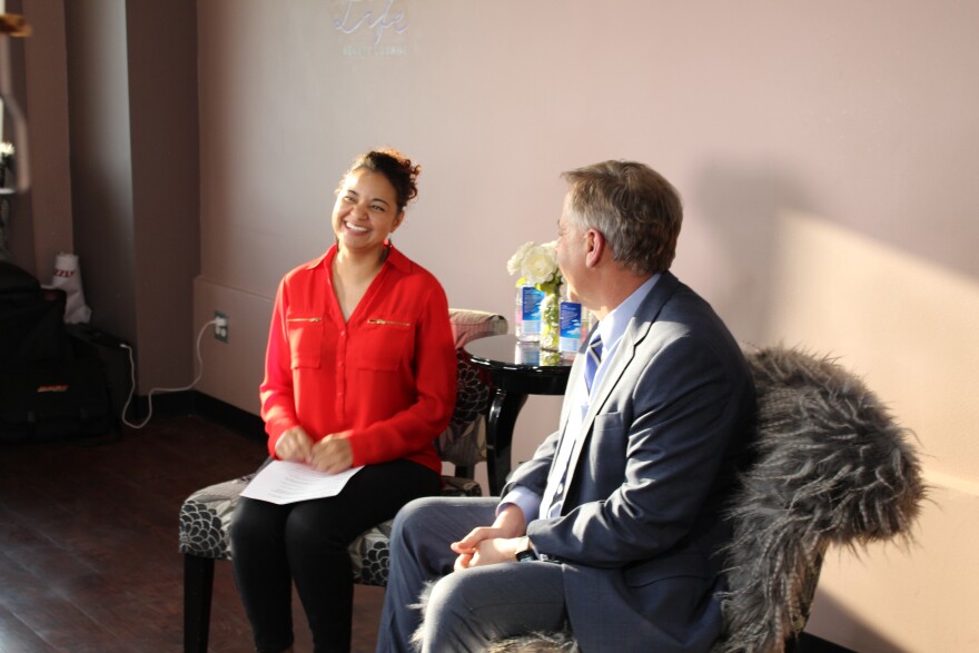 Political group Shirleys Kitchen Cabinet hosts a candidate forum at the beauty salon.  Amanda Balabon Landayan interviews mayoral hopeful Henry Klein.