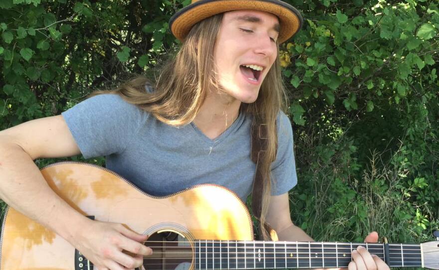 Sawyer Fredericks on the lawn at WEXT