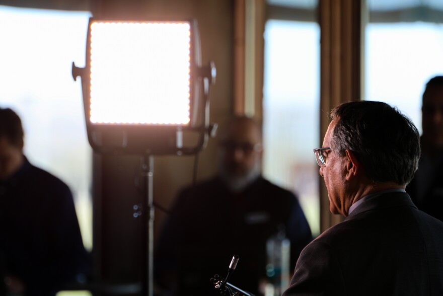 Albuquerque Chief Administrative Officer Lawrence Rael answers questions from the media