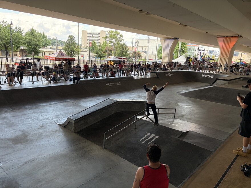 Skateboarder Roman Hager competes at the FISE World Series in Birmingham, Alabama, on Aug. 8, 2026.