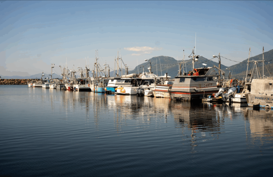 Fishing boats line the harbor in Metlakatla, a Tsimshian village south of Ketchikan in Southeast Alaska.