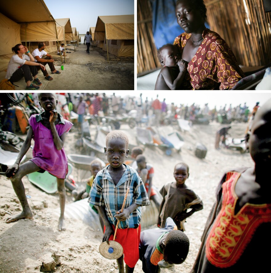 People stand in line for food at the U.N. Protection of Civilians site near Bentiu, South Sudan. Over 120,000 people live at the site, the biggest in the country. <em>From the story "<a href="http://www.npr.org/sections/goatsandsoda/2016/05/25/478251493/five-days-and-five-nights-with-doctors-without-borders" target="_blank">Five Days And Five Nights With Doctors Without Borders</a>," 2016.</em>