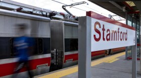 A Metro-North train in Stamford, Connecticut.