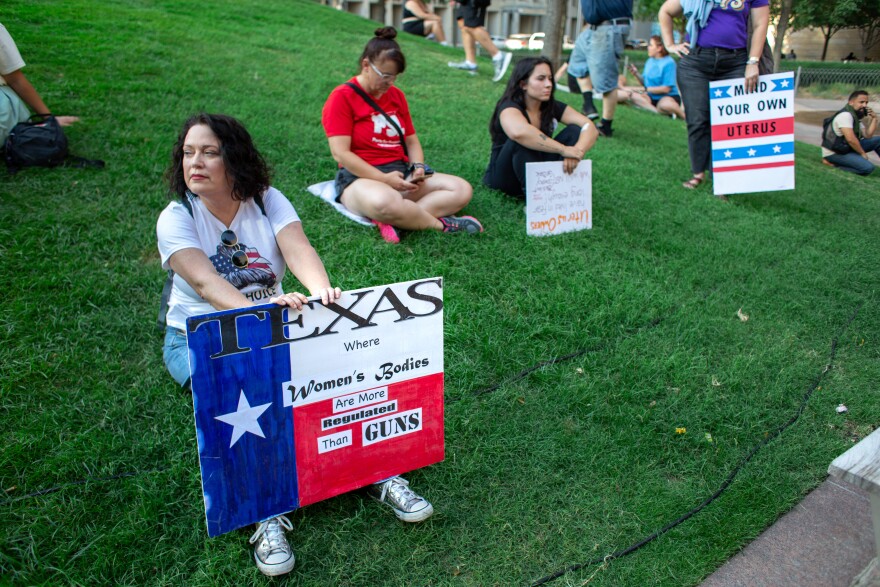 Protesters prepare to march during an abortion rights rally in Downtown Dallas, Texas on June 24, only hours after the Supreme Court overturned Roe v. Wade. 