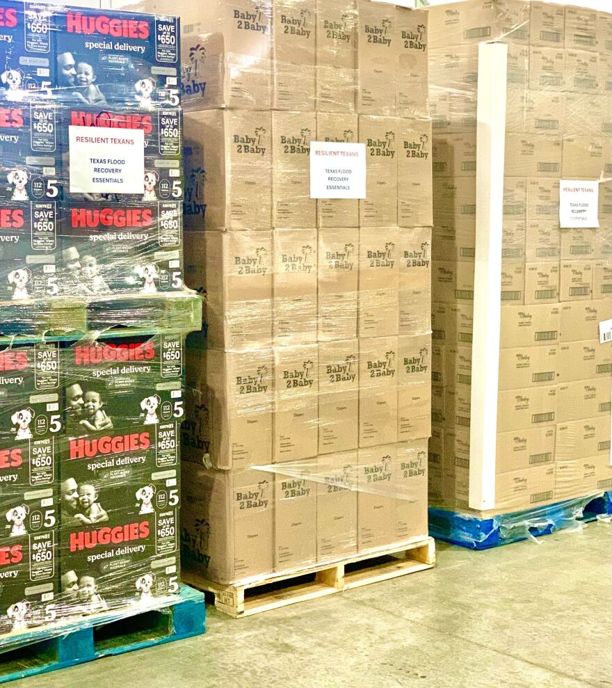 Pallets of diapers and other essential items were donated to the Texas Diaper Bank by their network of donors across the country.