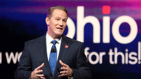 Ohio Lieutenant Governor Jon Husted speaks during the announcement on Friday Jan. 21, 2022 in Newark, Ohio, that Intel will invest $20 billion to build two computer chip factories on a 1,000-acre site in Licking County, Ohio, just east of Columbus.