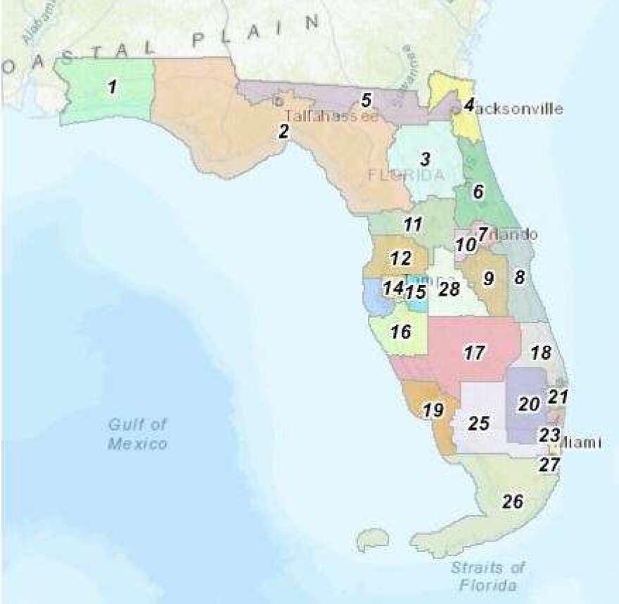 The Florida Senate's proposed congressional district maps would give Democrats an extra favorable seat, while maintaining the GOP's advantage. (Floridaredistricting.Gov/SCREENSHOT)