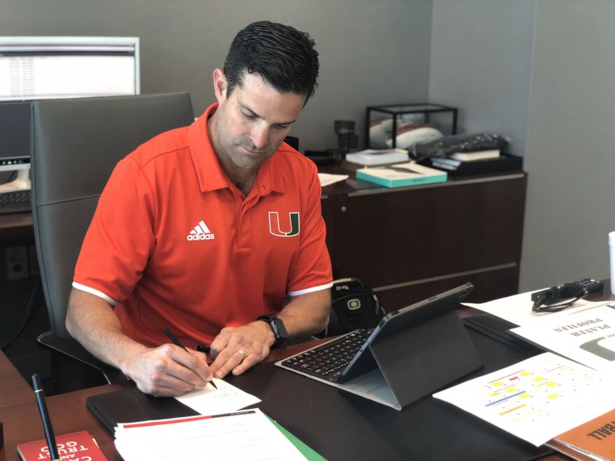 Hanging out with new Head Coach Manny Diaz at the UM football facility.