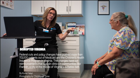 Dr. Dana Stallings, owner of Southside Diabetes in Franklin, Virginia, speaks with a patient.