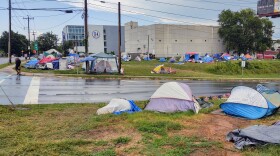 Since March, homeless residents have camped at 12th and College streets just east of uptown. 