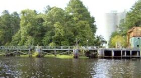 A portion of the proposed site on the Northeast Cape Fear River where Titan America is looking to build a cement plant. The exiting structures are remnants of the defunct Ideal Cement Plant.