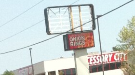 The Sonic on 71st lost a portion of its sign.