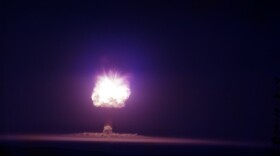 A night photo of the Ranger nuclear test.