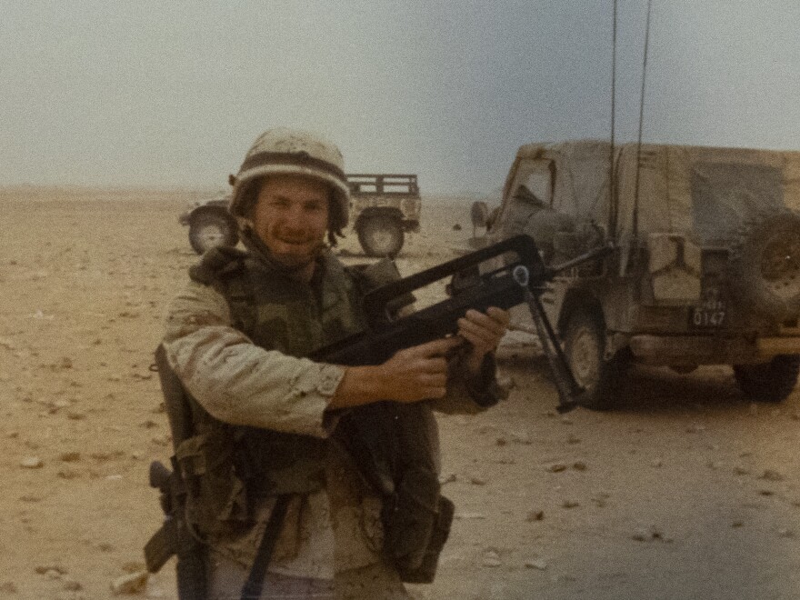 While serving in the Gulf War, Chuck lived in fear of being targeted by chemical weapons. He keeps an album of memories from his time in the Army, which he looks at often.