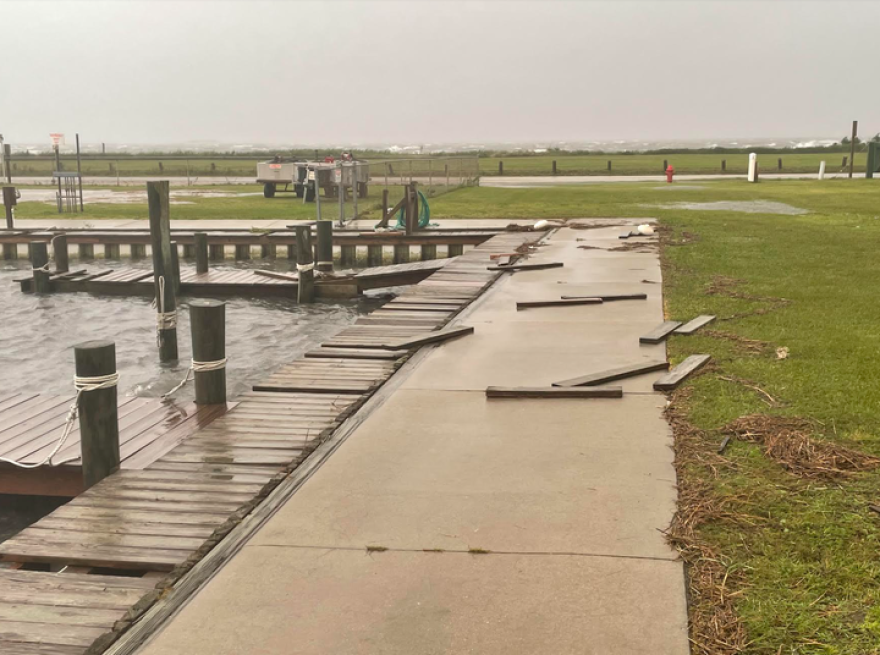 Officials with Cape Lookout National Seashore say the docks at Harkers Island took quite a beating from Tropical Storm Ophelia.