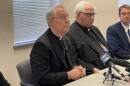 Albany Bishop Mark O'Connell addresses reporters at the diocesan Pastoral Center on Friday, March 27, 2026.