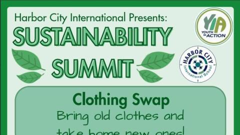 Poster with green tones advertising the Sustainability Summit